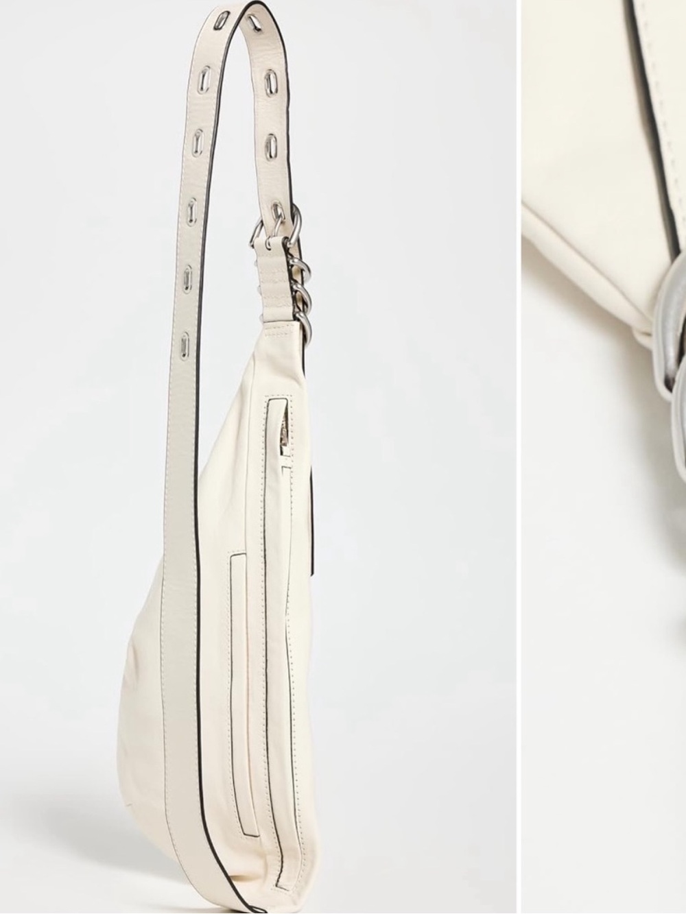 Rag & Bag Sling Belt Bag Petra in Leather in Antique White Cream - Picture 3 of 8